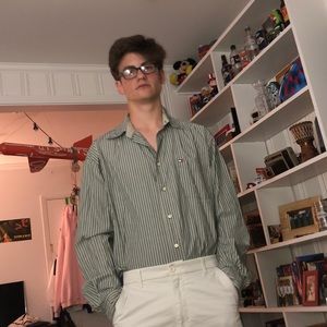 Tommy Hilfiger Green Striped Buttondown